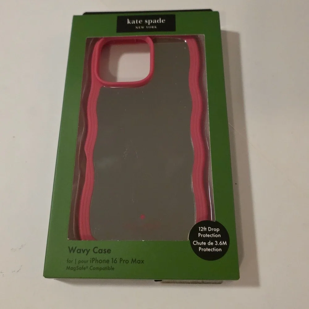 NEW Kate Spade iPhone 16 Pro Max Wavy Case Pink Mirror MagSafe Protective Cover